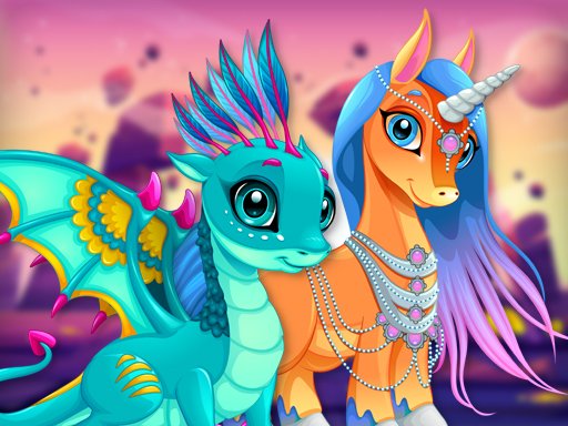 Play Cute Unicorns And Dragons Puzzle Now!